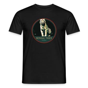 Bengalischer Tiger Porträt Aufnäher: Indische Fauna - Männer T-Shirt - Schwarz - Vorne - AI Model Male 178 light (178cm)
