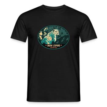 Snow Leopard illustration patch - Men's T-Shirt - black - Front - AI Model Male 178 light (178cm)