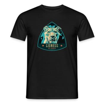Portrait de lionne – Illustration puissante - T-shirt homme - noir - Devant - AI Model Male 178 light (178cm)