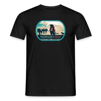 Przewalski-Pferde in freier Wildbahn – Polen - Männer T-Shirt - Schwarz - Vorne - AI Model Male 178 light (178cm)
