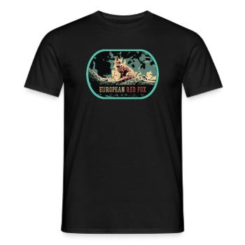 Illustration European Red Fox, Wild Beauty - Men's T-Shirt - black - Front - AI Model Male 178 light (178cm)
