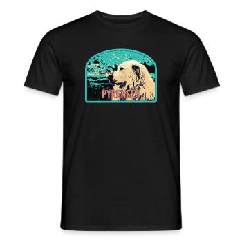 Pyrenäen-Schäferhund-Aufnäher: Berggefährte - Männer T-Shirt - Schwarz - Vorne - AI Model Male 178 light (178cm)