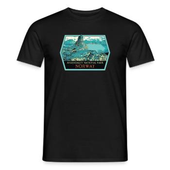 Landschaftsabzeichen Anderdalen: Norwegische Natur - Männer T-Shirt - Schwarz - Vorne - AI Model Male 178 light (178cm)