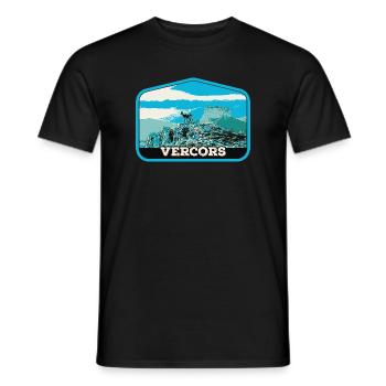 Chamois and Vercors Landscape: Alpine Nature - Men's T-Shirt - black - Front - AI Model Male 178 light (178cm)