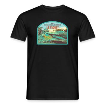 Écusson Paysage Faouet : Nature Bretonne - T-shirt homme - noir - Devant - AI Model Male 178 light (178cm)