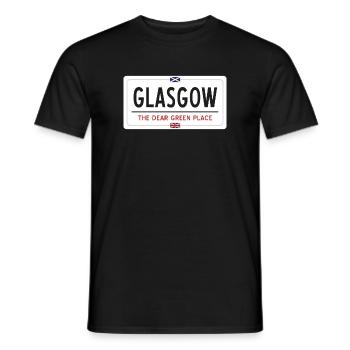 Glasgow Ortsnamensschild - Männer T-Shirt - Schwarz - Vorne - AI Model Male 178 light (178cm)