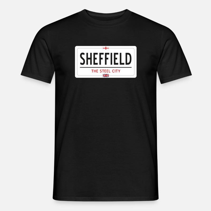 Ortsschild Sheffield - Männer T-Shirt - Schwarz