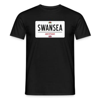 Swansea town sign - Men's T-Shirt - black - Front - AI Model Male 178 light (178cm)