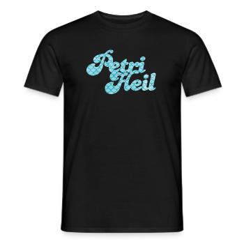 Petri Heil Angler Hobby Fish Scale Pattern - Men's T-Shirt - black - Front - AI Model Male 178 light (178cm)