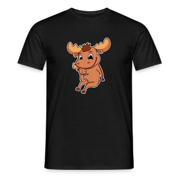 Moose Family - Moose with Baby - Men's T-Shirt - black - Front - AI Model Male 178 light (178cm)