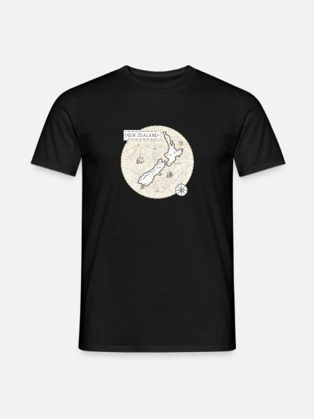 Carte Vintage de la Nouvelle-Zélande - T-shirt homme - noir