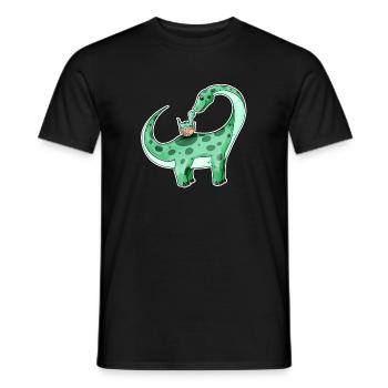 Dinosaure avec bébé dinosaure - Dino - T-shirt homme - noir - Devant - AI Model Male 178 light (178cm)