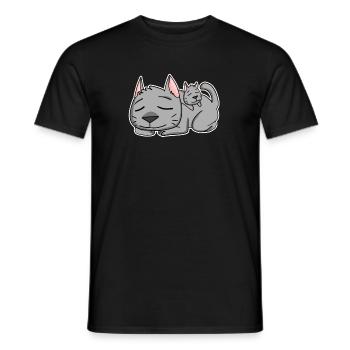 Cat Family - Cat with baby - Single parent - Men's T-Shirt - black - Front - AI Model Male 178 light (178cm)
