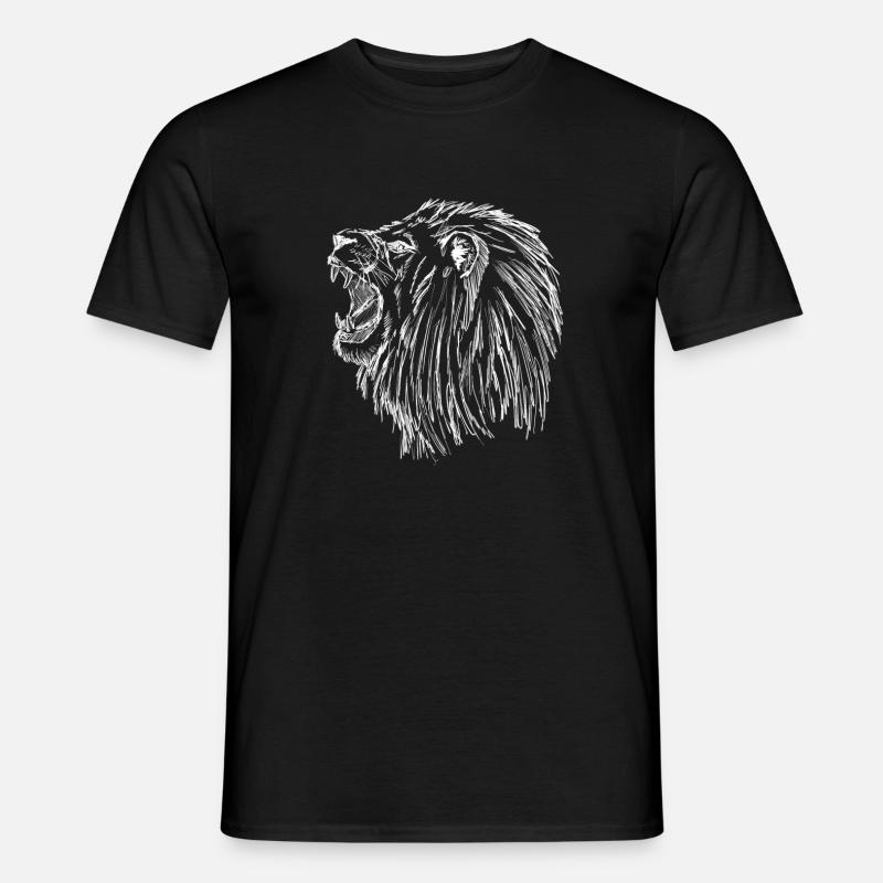 brüllender Löwe - weiß - Männer T-Shirt - Schwarz