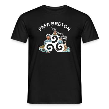 Papa Breton Triskèle et Drapeau de la Bretagne - T-shirt homme - noir - Devant - AI Model Male 178 light (178cm)