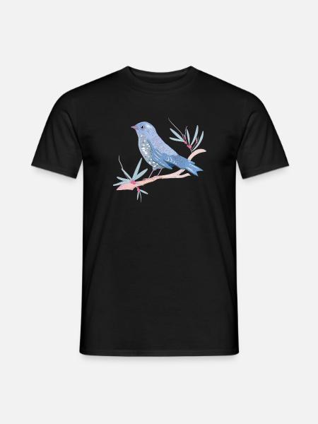bläulicher Vogel mit Misteln im Winter Stimmung - Männer T-Shirt - Schwarz