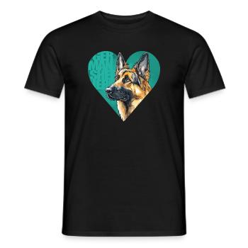 German Shepherd Portrait - Men's T-Shirt - black - Front - AI Model Male 178 light (178cm)