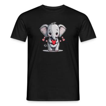 Niedliches Elefant Baby mit Herz, Valentinstag - Männer T-Shirt - Schwarz - Vorne - AI Model Male 178 light (178cm)