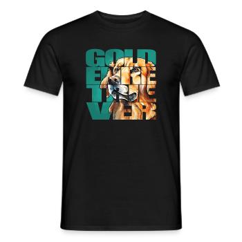 Golden Retriever Portrait - T-shirt homme - noir - Devant - AI Model Male 178 light (178cm)