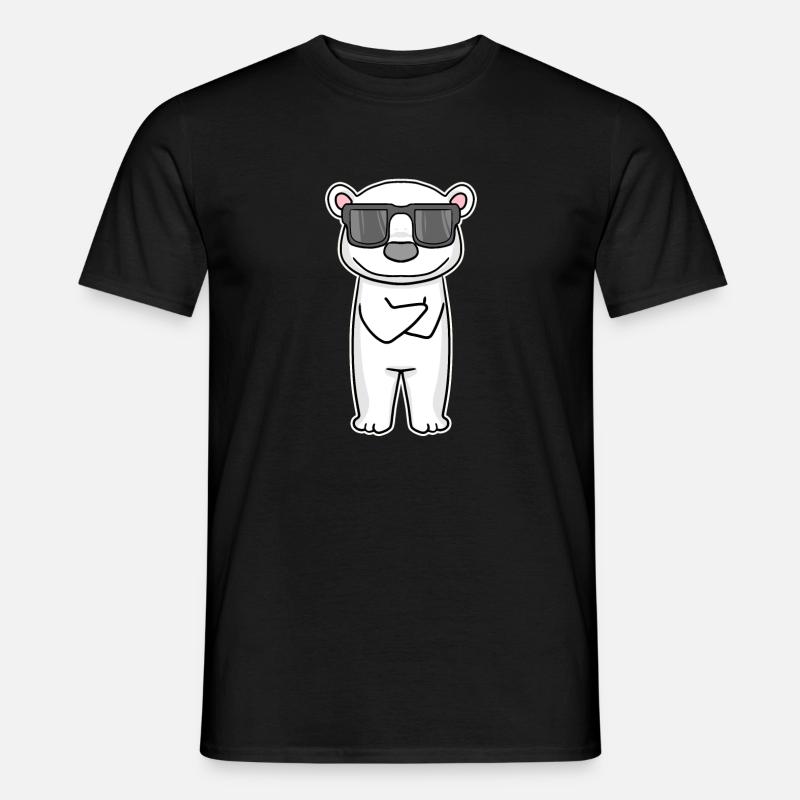 Eisbär mit Brille - Männer T-Shirt - Schwarz