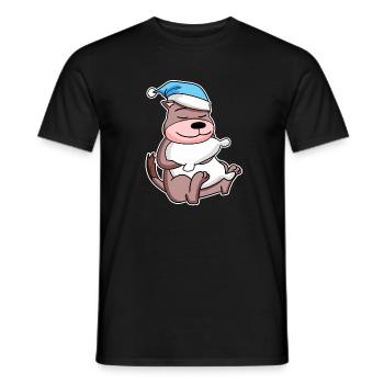 Belette avec oreiller et bonnet de somnolence - T-shirt homme - noir - Devant - AI Model Male 178 light (178cm)
