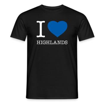 I LOVE HIGHLANDS - Men's T-Shirt - black - Front - AI Model Male 178 light (178cm)