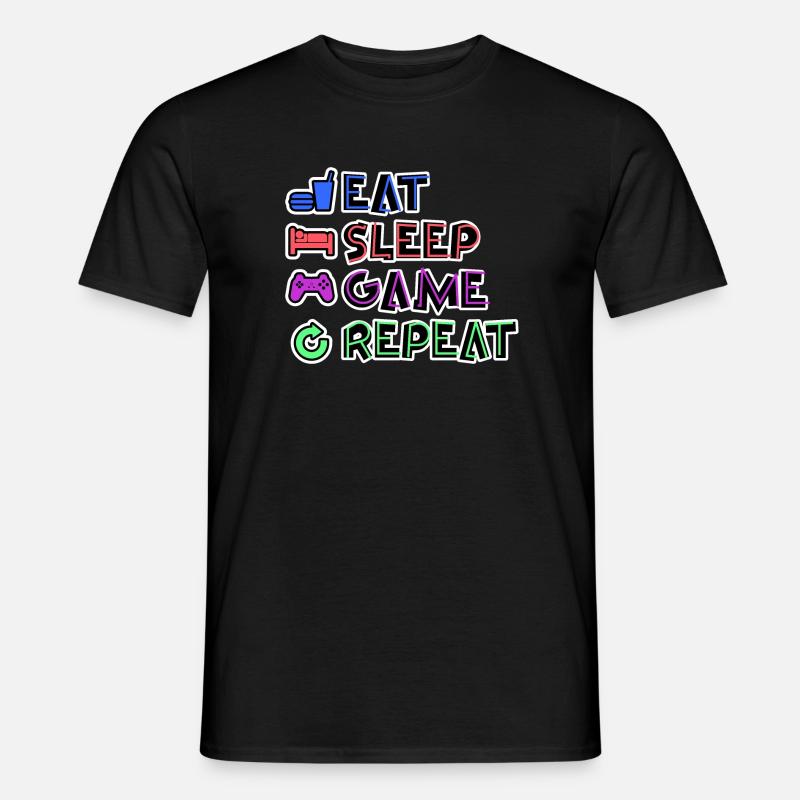 Eat Sleep Game Repeat - Männer T-Shirt - Schwarz