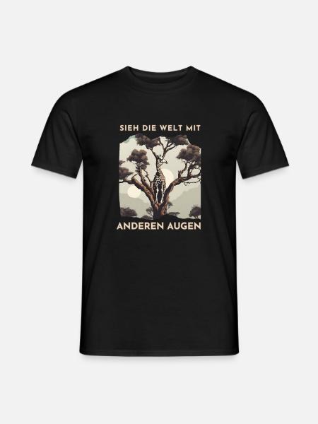 Giraffenblick im Baumdschungel - Männer T-Shirt - Schwarz