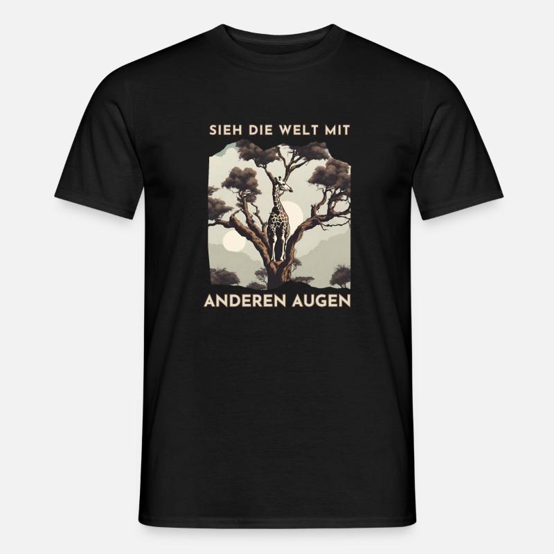 Giraffenblick im Baumdschungel - Männer T-Shirt - Schwarz