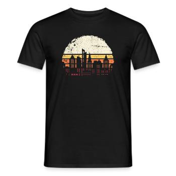 Retro Sonnenuntergang Stadt Silhouette - Männer T-Shirt - Schwarz - Vorne - AI Model Male 178 light (178cm)