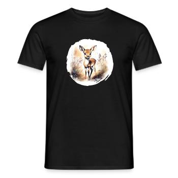 Rehkitz Aquarell - Männer T-Shirt - Schwarz - Vorne - AI Model Male 178 light (178cm)