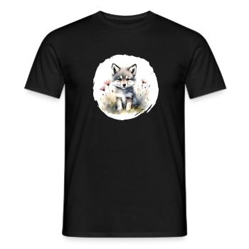 Wolf Watercolor - Men's T-Shirt - black - Front - AI Model Male 178 light (178cm)