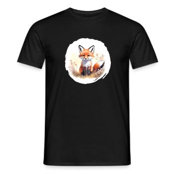 Fox Watercolor - Men's T-Shirt - black - Front - AI Model Male 178 light (178cm)