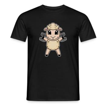 Sheep Dumbbell Training Strength Training Fitness - Men's T-Shirt - black - Front - AI Model Male 178 light (178cm)