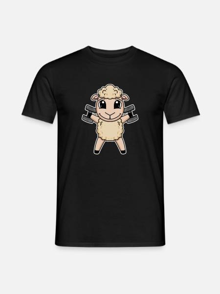 Schaf Hantel Training Krafttraining Fitness - Männer T-Shirt - Schwarz