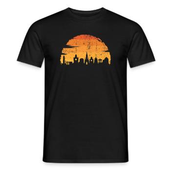 Silhouette de paysage urbain de coucher de soleil doré - T-shirt homme - noir - Devant - AI Model Male 178 light (178cm)