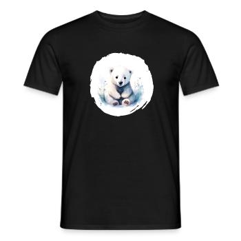 Polar Bear Watercolor - Men's T-Shirt - black - Front - AI Model Male 178 light (178cm)