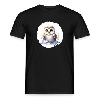 Harfang des neiges aquarelle - T-shirt homme - noir - Devant - AI Model Male 178 light (178cm)