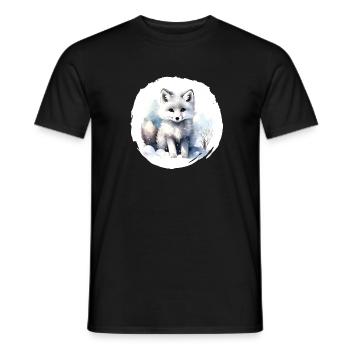 Arctic Fox Watercolor - Men's T-Shirt - black - Front - AI Model Male 178 light (178cm)