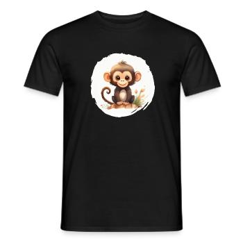 Affe Aquarell - Männer T-Shirt - Schwarz - Vorne - AI Model Male 178 light (178cm)