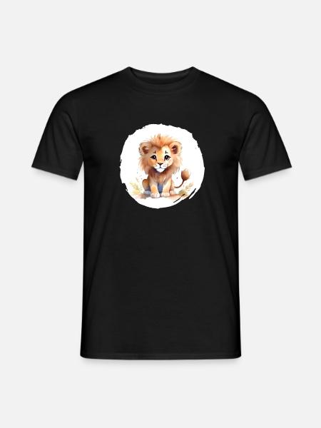 Aquarelle Lion - T-shirt homme - noir