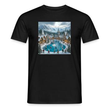 Scandinavian Christmas Village - Men's T-Shirt - black - Front - AI Model Male 178 light (178cm)