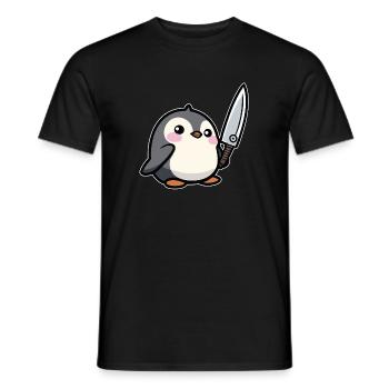 Funny Penguin - Men's T-Shirt - black - Front - AI Model Male 178 light (178cm)