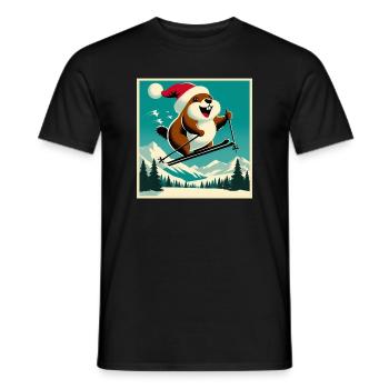 Marmotte Ski Affiche Vintage - T-shirt homme - noir - Devant - AI Model Male 178 light (178cm)
