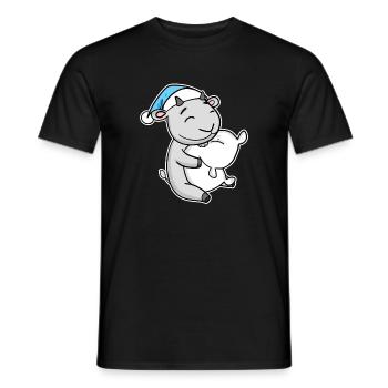 Chèvre avec oreiller et bonnet somnolent - T-shirt homme - noir - Devant - AI Model Male 178 light (178cm)
