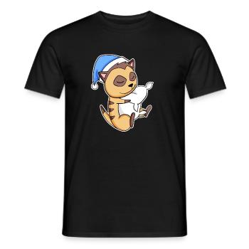 Suricate avec oreiller et bonnet somnolent - T-shirt homme - noir - Devant - AI Model Male 178 light (178cm)