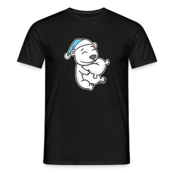 Ours polaire avec oreiller et bonnet somnolent - T-shirt homme - noir - Devant - AI Model Male 178 light (178cm)
