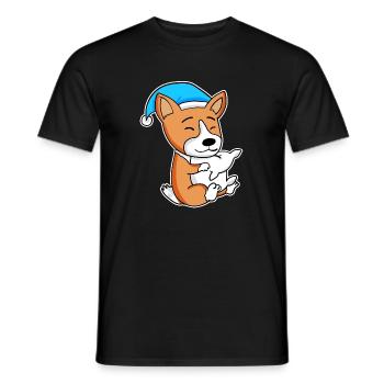 Welsh Corgi Pembroke Sleeping Fatigue Dog Dogs - Men's T-Shirt - black - Front - AI Model Male 178 light (178cm)