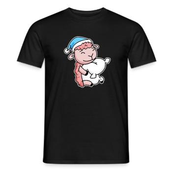 Mouton avec oreiller et bonnet somnolent - T-shirt homme - noir - Devant - AI Model Male 178 light (178cm)
