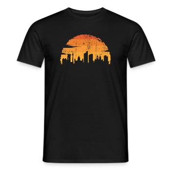 Sunset City Skyline Silhouette - Men's T-Shirt - black - Front - AI Model Male 178 light (178cm)
